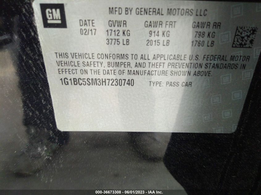 2017 CHEVROLET CRUZE LS - 1G1BC5SM3H7230740