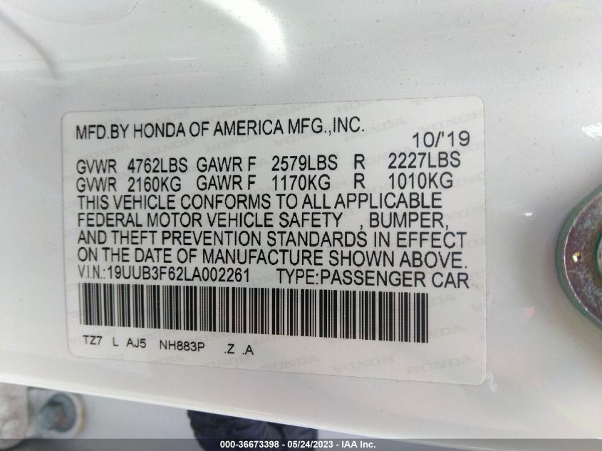 2020 ACURA TLX W/A-SPEC PKG - 19UUB3F62LA002261