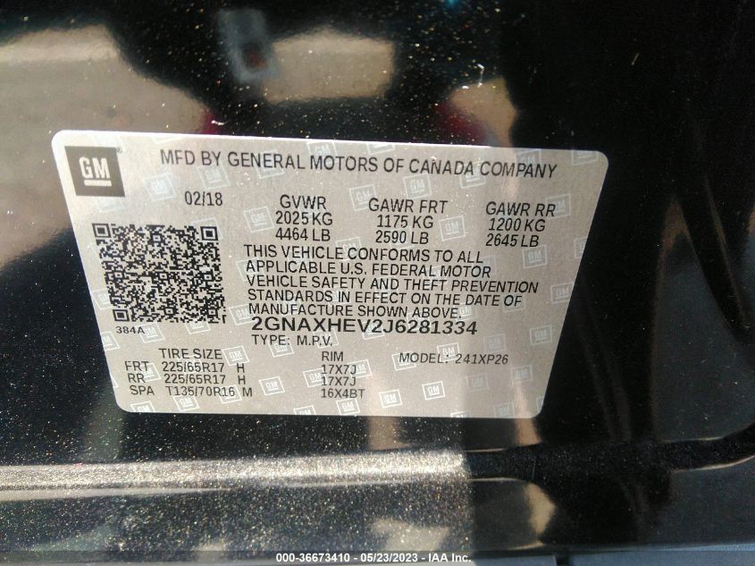 2018 CHEVROLET EQUINOX LS - 2GNAXHEV2J6281334