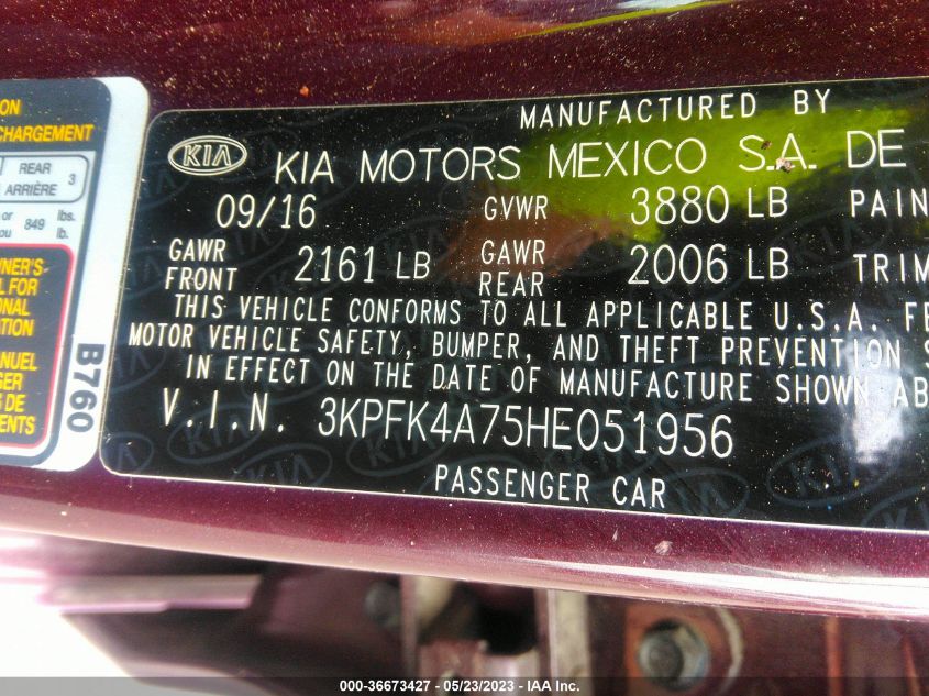 2017 KIA FORTE LX - 3KPFK4A75HE051956