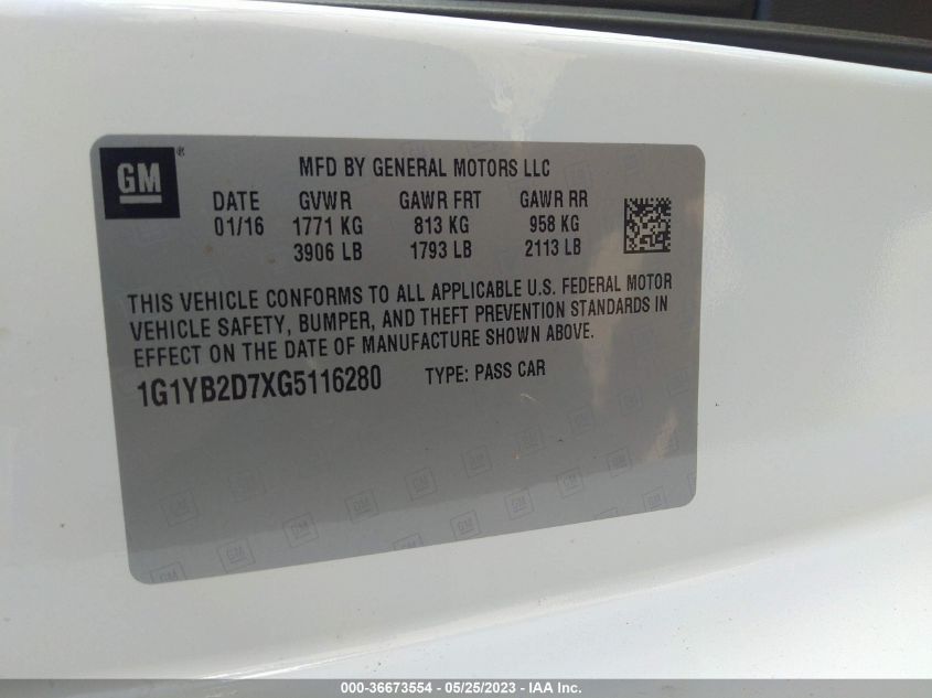 2016 CHEVROLET CORVETTE 1LT - 1G1YB2D7XG5116280