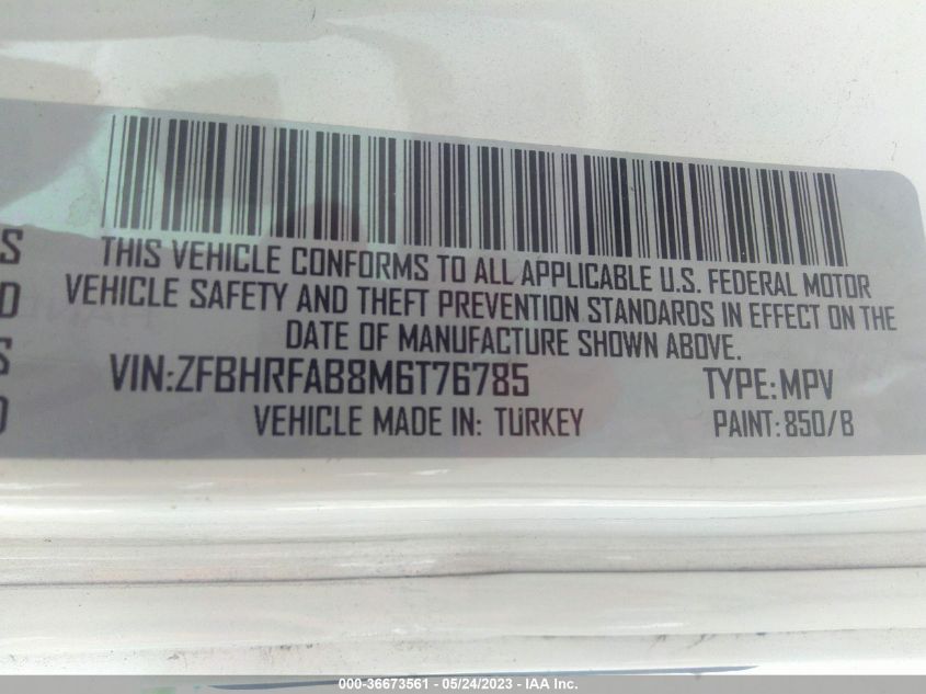 2021 RAM PROMASTER CITY TRADESMAN ZFBHRFAB8M6T76785
