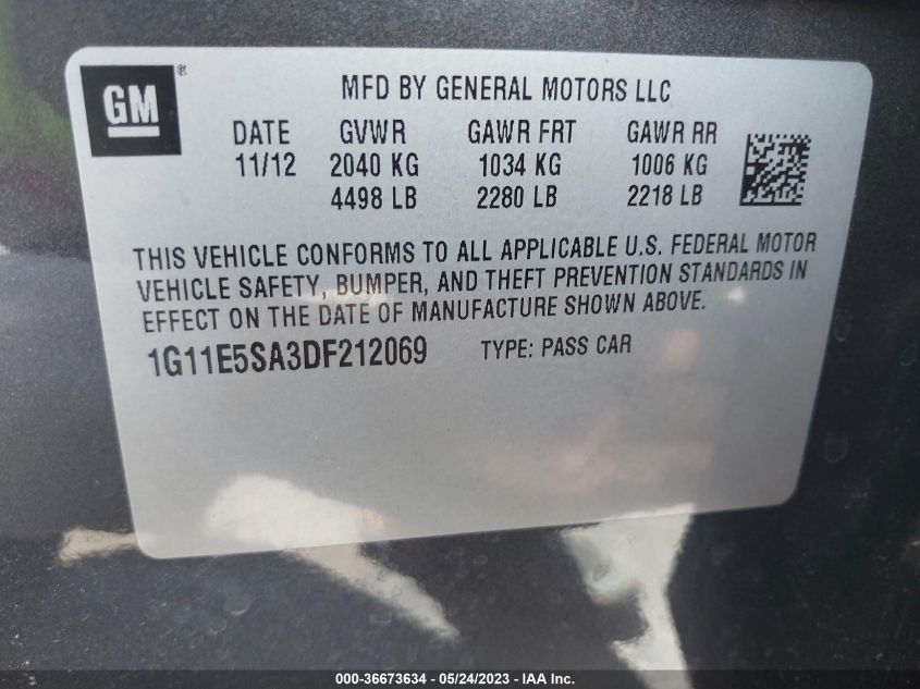 2013 CHEVROLET MALIBU LT - 1G11E5SA3DF212069