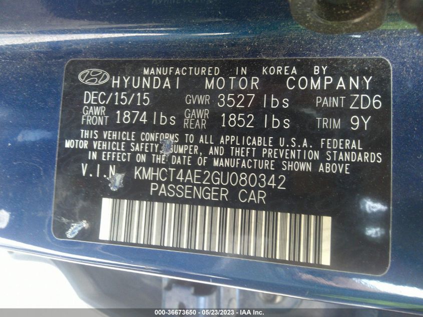 2016 HYUNDAI ACCENT SE - KMHCT4AE2GU080342