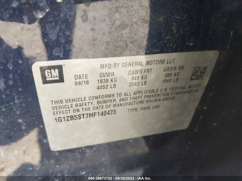 2017 CHEVROLET MALIBU LS - 1G1ZB5ST7HF140473