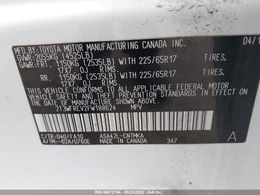 2015 TOYOTA RAV4 XLE - 2T3WFREV2FW188624