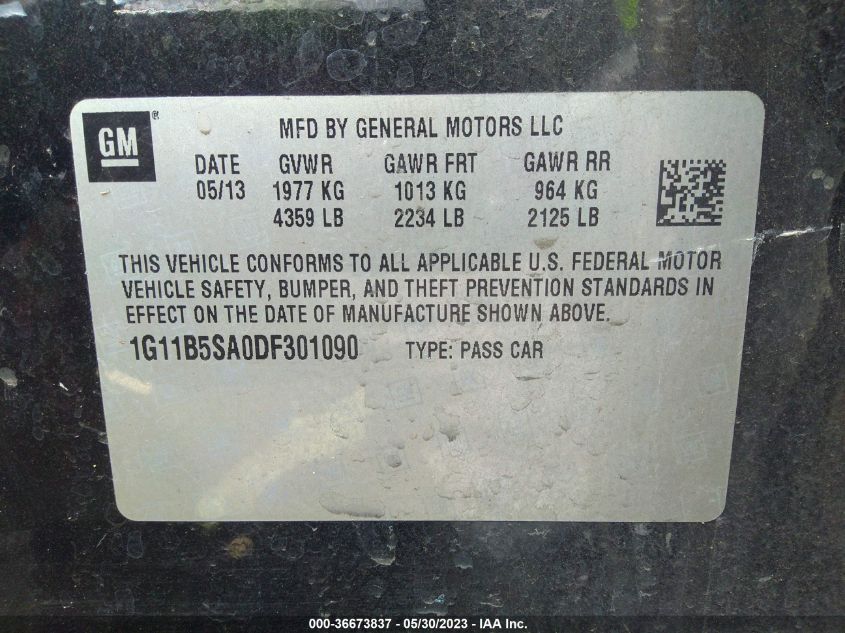 2013 CHEVROLET MALIBU LS - 1G11B5SA0DF301090