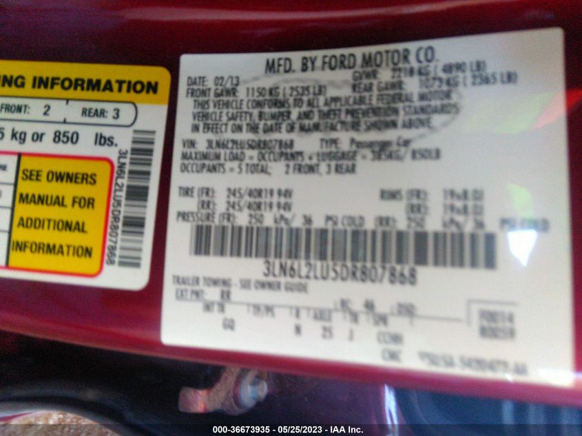 2013 LINCOLN MKZ HYBRID - 3LN6L2LU5DR807868