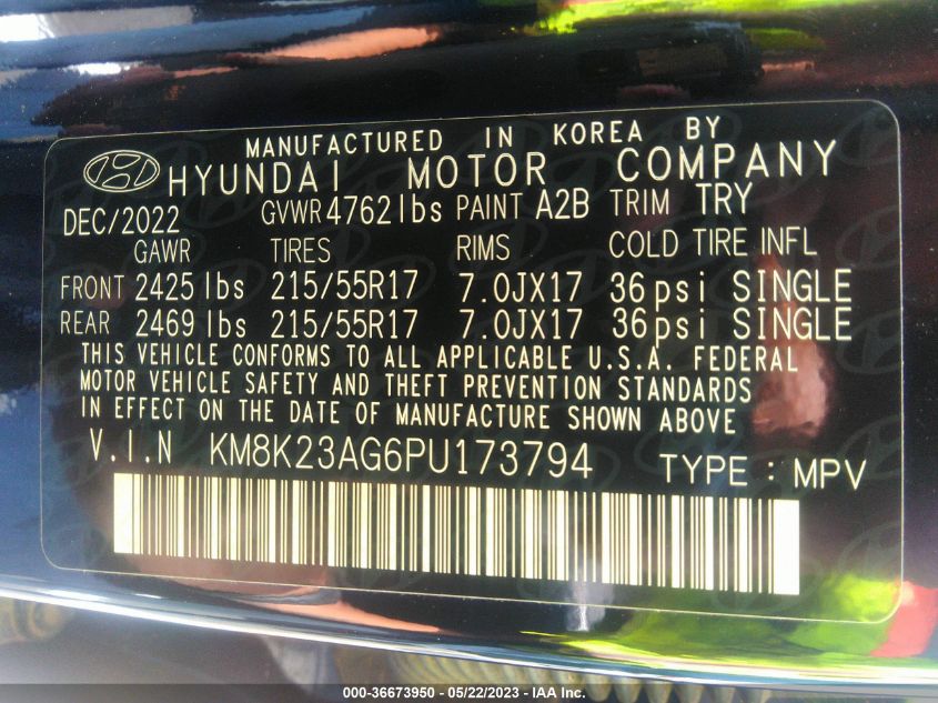 2023 HYUNDAI KONA ELECTRIC SE - KM8K23AG6PU173794
