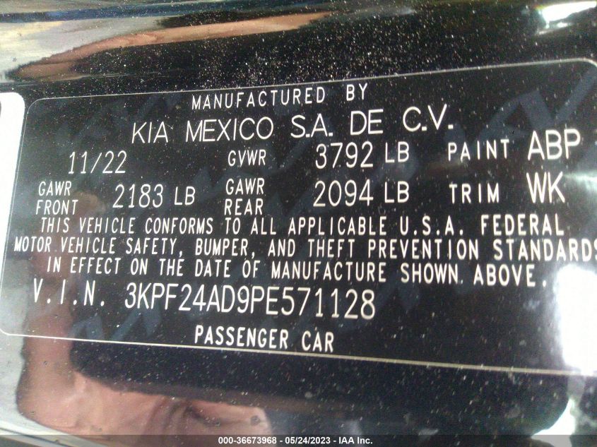 2023 KIA FORTE LXS - 3KPF24AD9PE571128