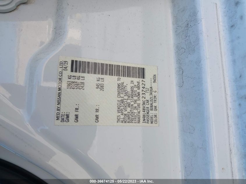 2019 NISSAN ALTIMA 2.5 S - 1N4BL4BV3KC237427