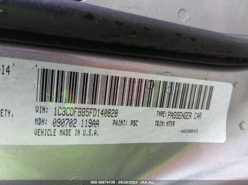 2015 DODGE DART SXT - 1C3CDFBB5FD140828
