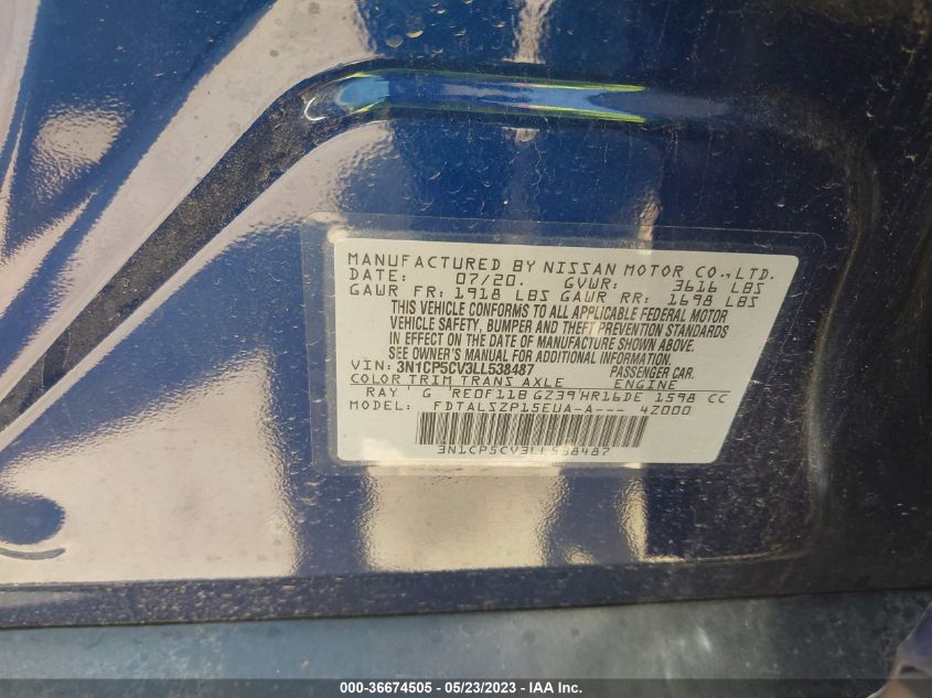 2020 NISSAN KICKS SV - 3N1CP5CV3LL538487