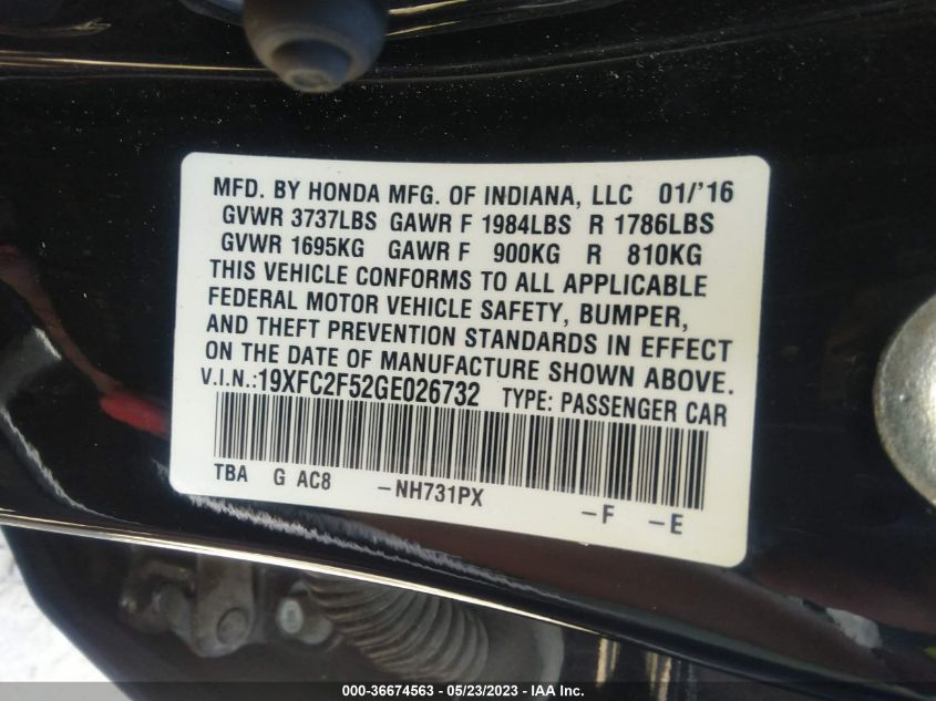 2016 HONDA CIVIC SEDAN LX - 19XFC2F52GE026732