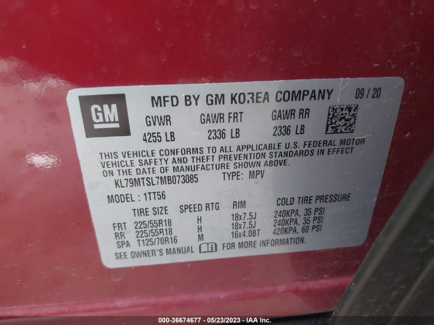 2021 CHEVROLET TRAILBLAZER RS - KL79MTSL7MB073085