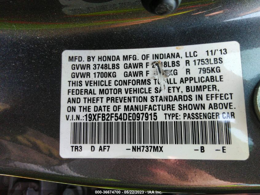 2013 HONDA CIVIC SDN LX - 19XFB2F54DE097915