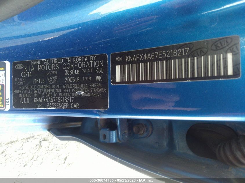 2014 KIA FORTE LX - KNAFX4A67E5218217