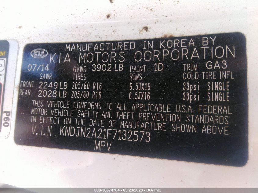 2015 KIA SOUL BASE - KNDJN2A21F7132573