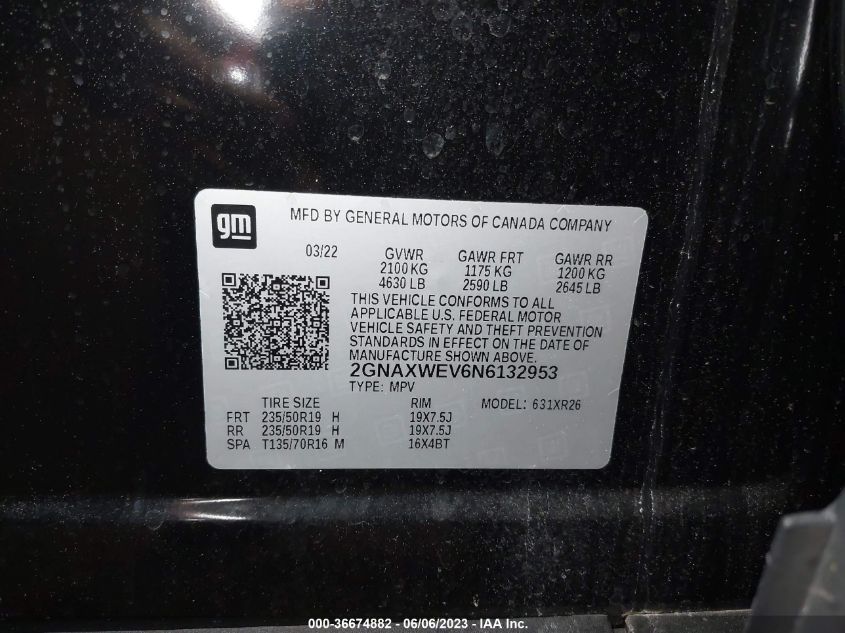 2022 CHEVROLET EQUINOX RS - 2GNAXWEV6N6132953