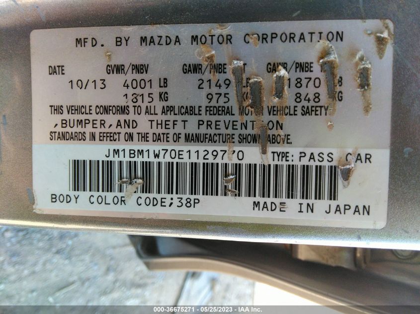 2014 MAZDA MAZDA3 I GRAND TOURING - JM1BM1W70E1129770