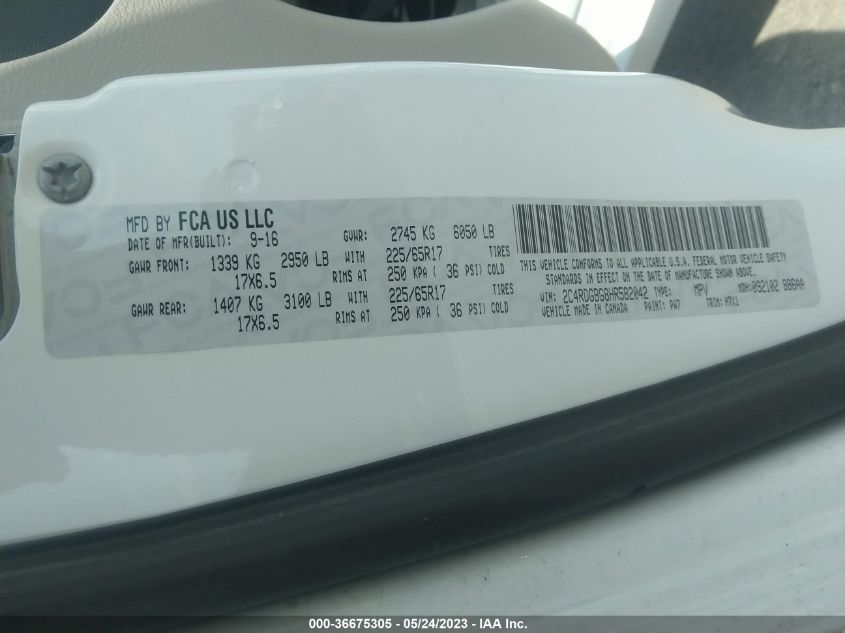 2017 DODGE GRAND CARAVAN SE - 2C4RDGBG8HR582042