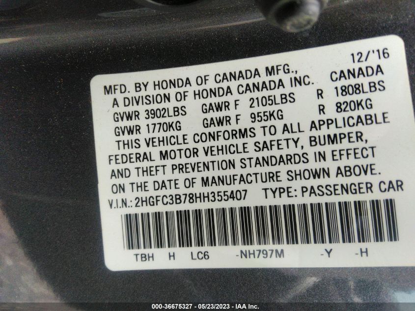 2017 HONDA CIVIC COUPE EX-L - 2HGFC3B78HH355407