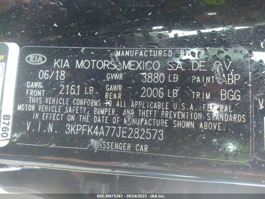 2018 KIA FORTE LX - 3KPFK4A77JE282573