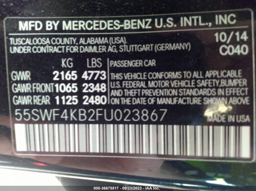 2015 MERCEDES-BENZ C-CLASS C 300 - 55SWF4KB2FU023867