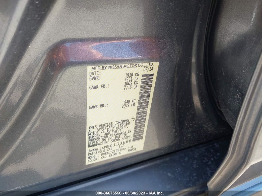 2015 NISSAN ALTIMA 2.5 SV - 1N4AL3AP0FC133668