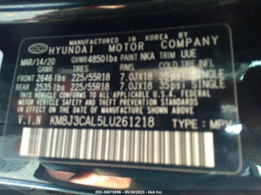 2020 HYUNDAI TUCSON LIMITED - KM8J3CAL5LU261218