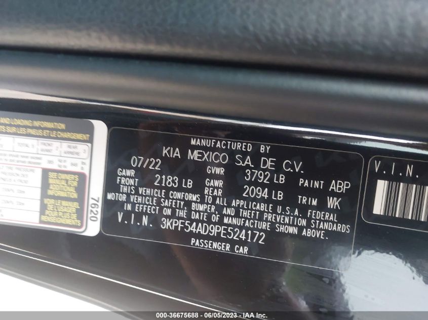 2023 KIA FORTE GT-LINE - 3KPF54AD9PE524172