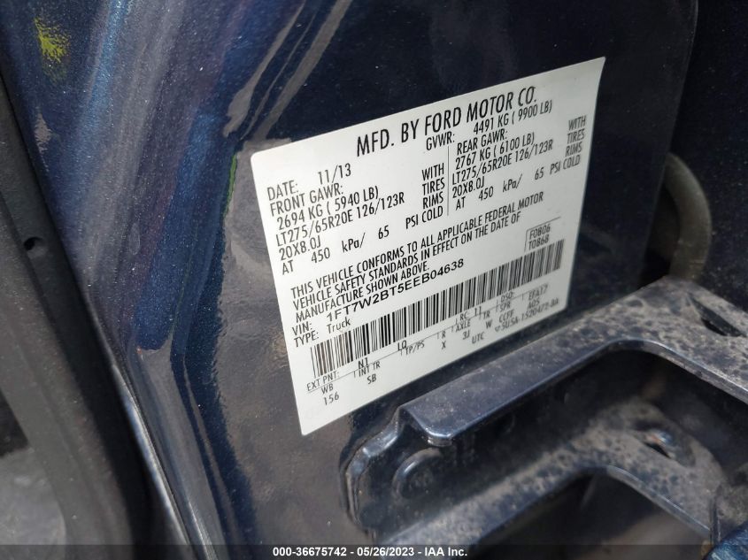 2014 FORD F-250 LARIAT - 1FT7W2BT5EEB04638