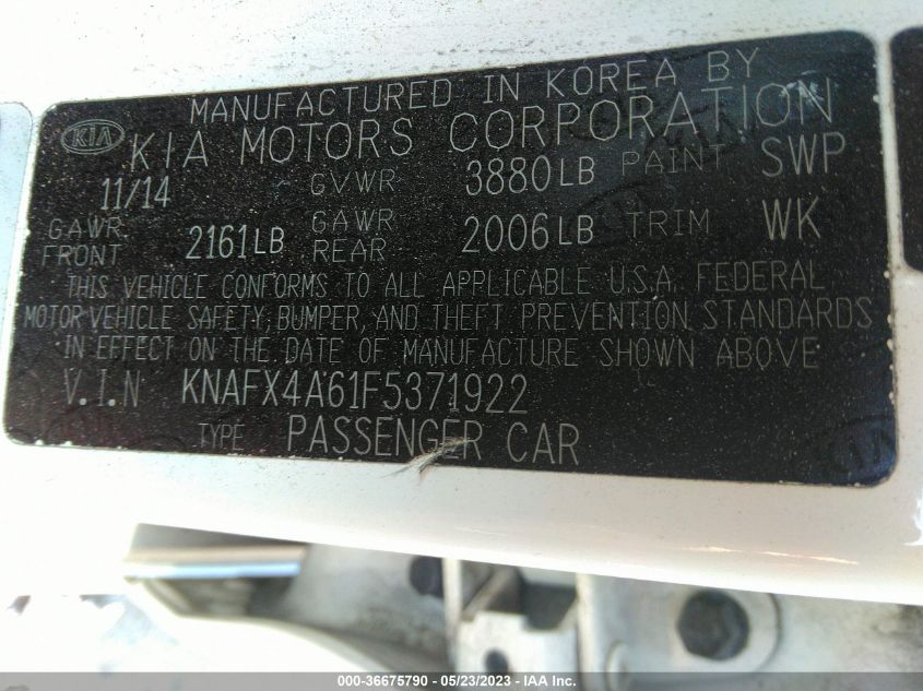 2015 KIA FORTE LX - KNAFX4A61F5371922