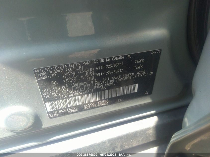 2021 TOYOTA RAV4 XLE - 2T3P1RFV9MW198498