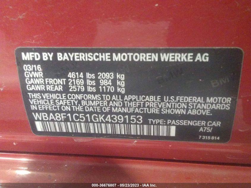 2016 BMW 3 SERIES 328D XDRIVE - WBA8F1C51GK439153