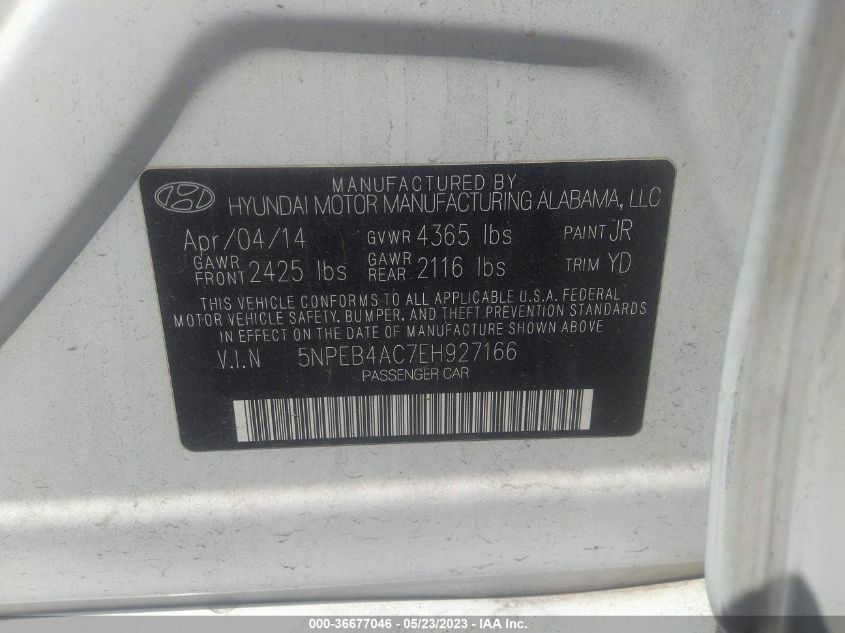 2014 HYUNDAI SONATA GLS - 5NPEB4AC7EH927166