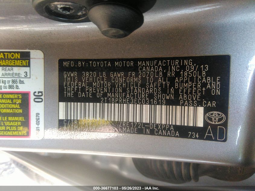 2014 TOYOTA COROLLA LE ECO - 2T1BPRHE3EC031619