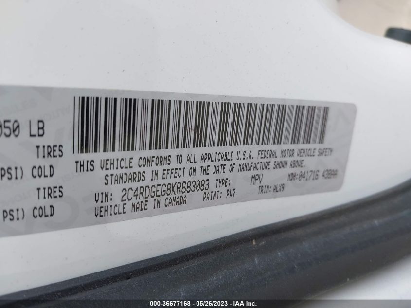 2019 DODGE GRAND CARAVAN GT - 2C4RDGEG8KR683083