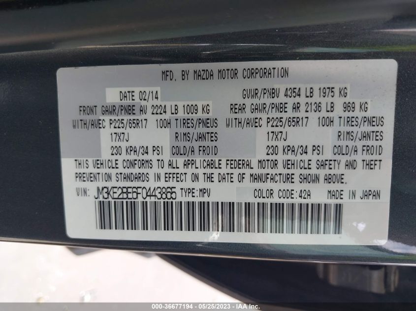 2015 MAZDA CX-5 SPORT - JM3KE2BE6F0443865