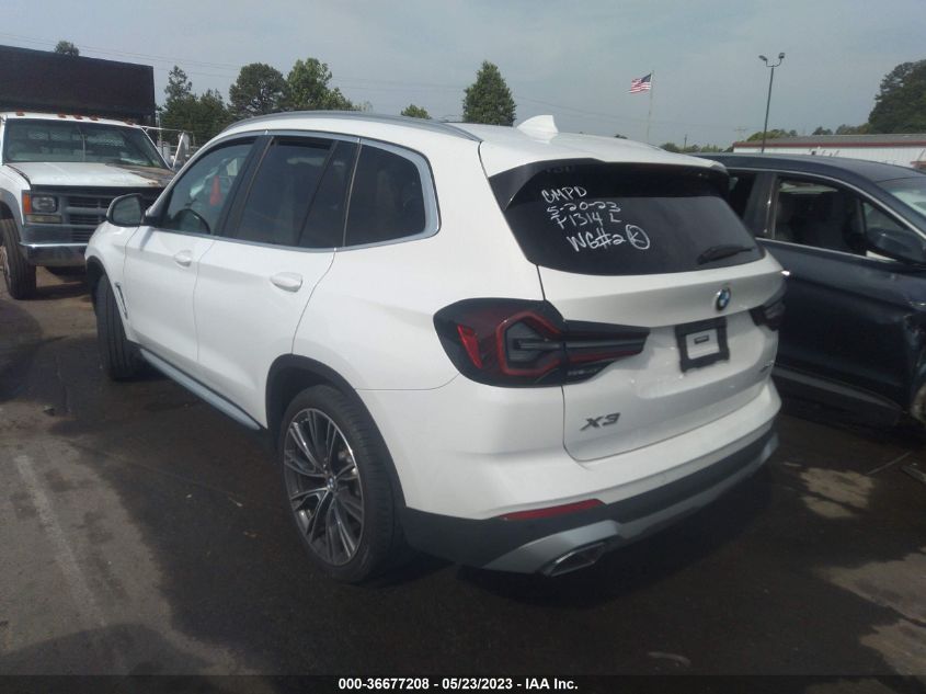 2022 BMW X3 XDRIVE30I - 5UX53DP00N9L12637