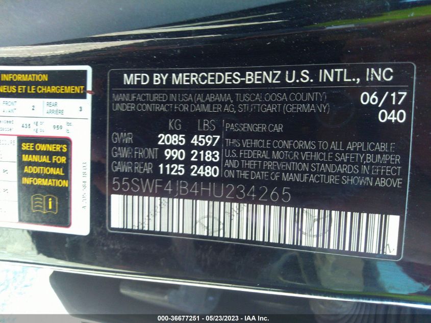 2017 MERCEDES-BENZ C-CLASS C 300 - 55SWF4JB4HU234265