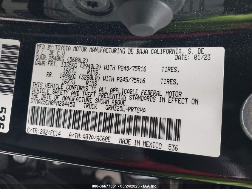 2023 TOYOTA TACOMA 2WD SR5/TRD SPORT - 3TMAZ5CN0PM204450