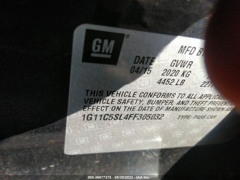 2015 CHEVROLET MALIBU LT - 1G11C5SL4FF305032
