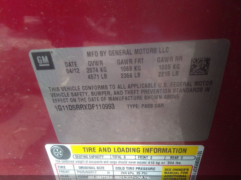 2013 CHEVROLET MALIBU ECO - 1G11D5RRXDF110993