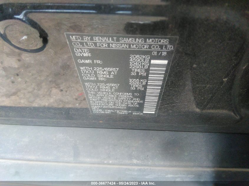 2018 NISSAN ROGUE SV - KNMAT2MT6JP546211
