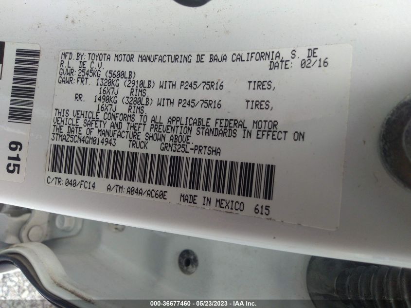 2016 TOYOTA TACOMA SR5 - 3TMAZ5CN4GM014943