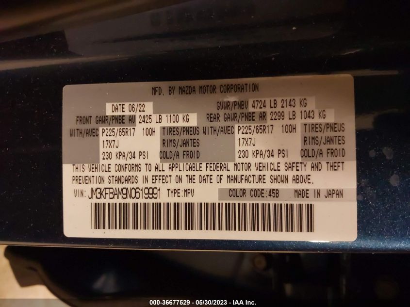 2022 MAZDA CX-5 2.5 S - JM3KFBAM9N0619991