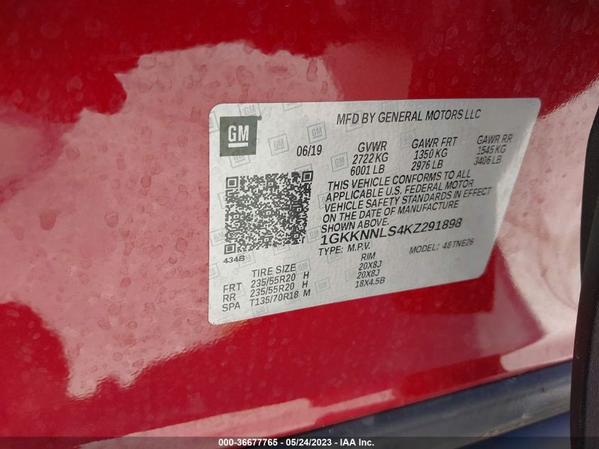 2019 GMC ACADIA SLT - 1GKKNNLS4KZ291898