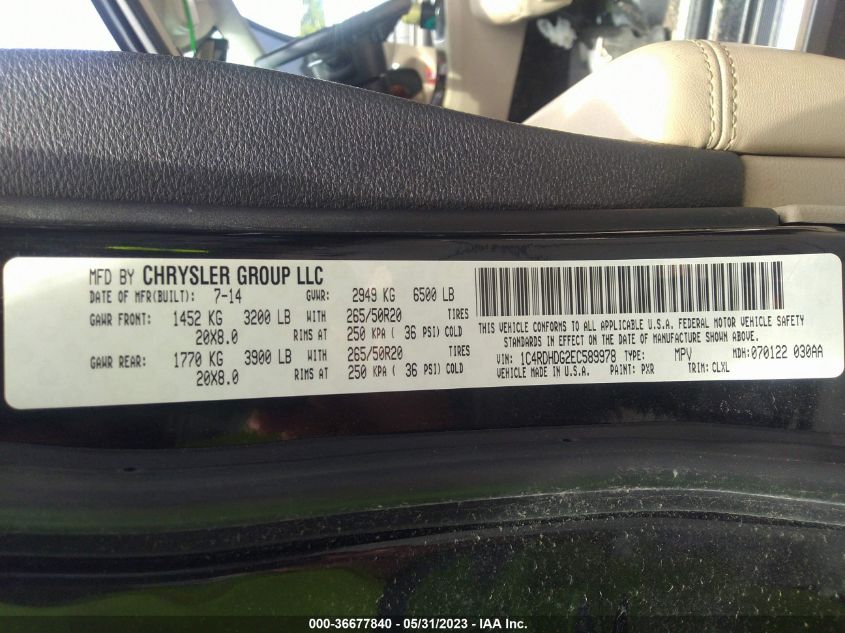 2014 DODGE DURANGO LIMITED - 1C4RDHDG2EC589978