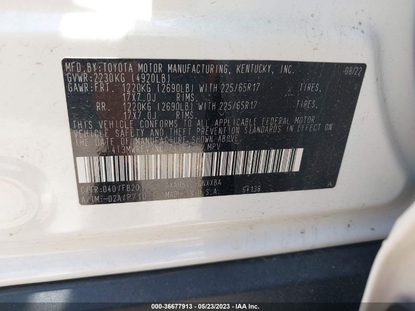 2022 TOYOTA RAV4 HYBRID LE - 4T3MWRFV3NU074183